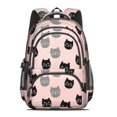 thumbnail image 2 of Black and Gray Cat Pink Pattern Backpack for School, Cute School Bag with Adjustable Shoulder Straps and Padded Back, 16.9"x12.6"x5.9", 2 of 5