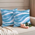 thumbnail image 2 of Blue Waves Outdoor Waterproof Pillow Covers, Ombre Sea Ripples Shabby Beach Decorative Square Throw Pillowcase Sofa Cushion Sham for Patio/Couch/Chair, 24"x24" 2 Pack, 2 of 8