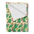 thumbnail image 2 of Succulent Soft Flannel Fleece Throw Blanket, Cartoon Style Silhouettes of Cactus and Flowers, Cozy Plush for Indoor and Outdoor Use, 60" x 80", Cream Sea Green, by Ambesonne, 2 of 5