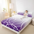 thumbnail image 4 of jejeloiu Abstract Waves Stripes Full Size Sheets,Purple White Bed Sheets For Teens Boys 4pcs, 4 of 7