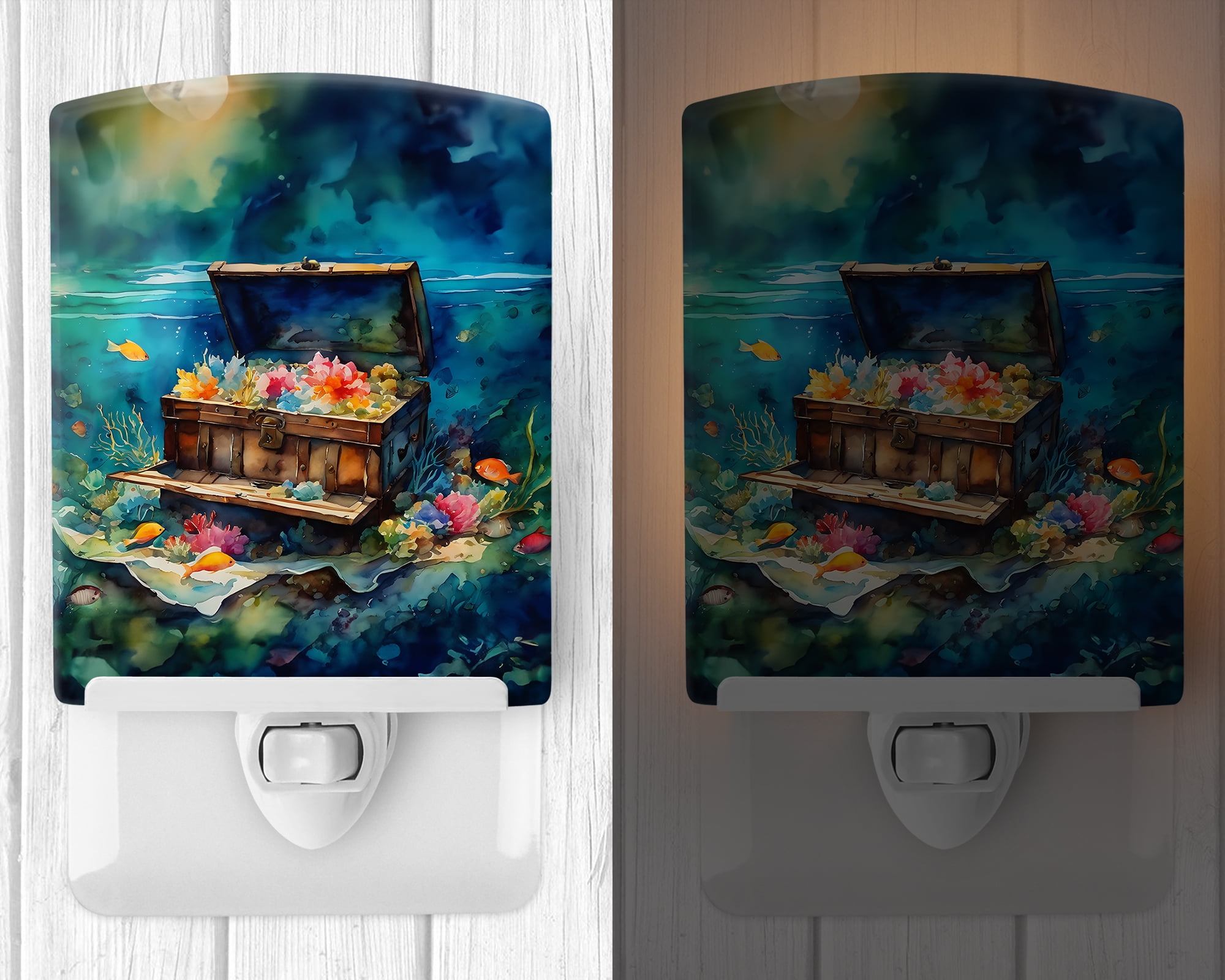 Treasure Chest Ceramic Night Light 4 in x 6 in