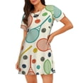 thumbnail image 1 of Fotbe Racket and Tennis Ball Bata de Dormir para Mujer con Estampado, Camisón de Algodón de Manga Corta, Ropa de Dormir Casual, 1 of 6