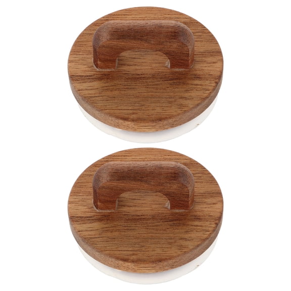 COMPUKAS 2Pcs Mason Jar Wooden Lid with Handle Airtight Wide Mouth Jar Cover Acacia Wood Light Brown