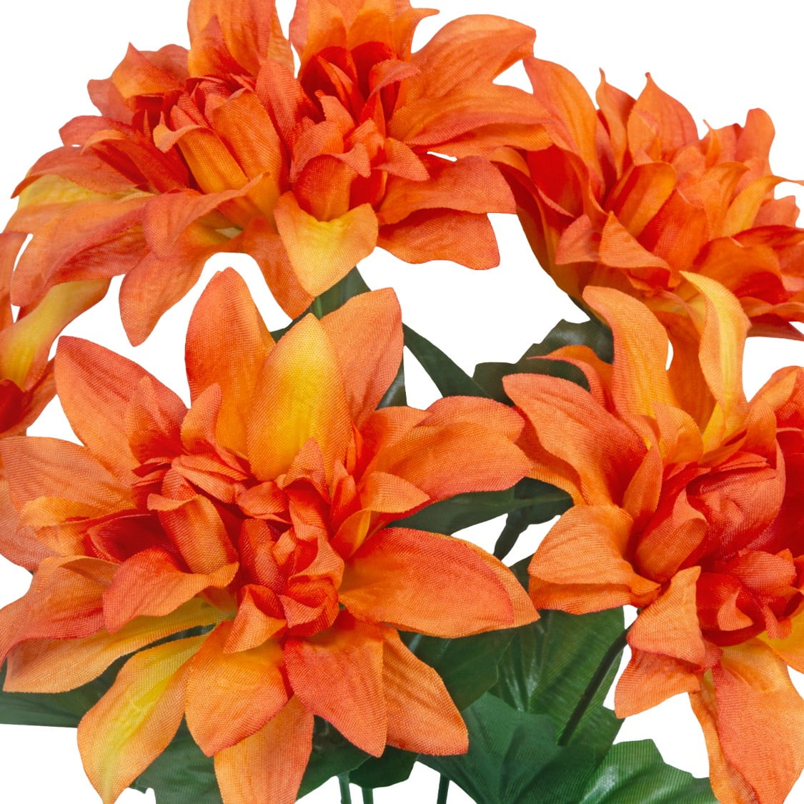 (4 pack) 13-inch Artificial Silk Orange Dahlia Flower Pick, 5 flower heads, for Indoor Use, by Mainstays