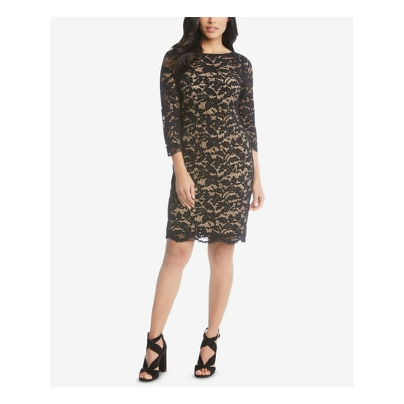 KAREN KANE $159 Womens New 1056 Black Lace 3/4 Sleeve Sheath Dress M B B
