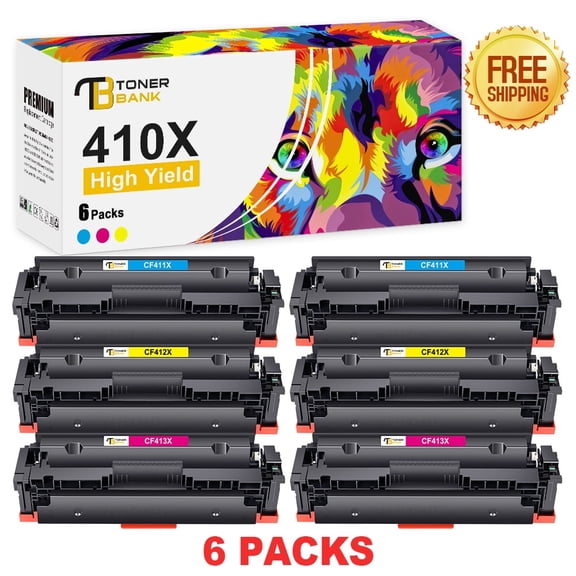 410A Toner Cartridges 410A 410X CF410A CF410X M477fnw Color Laserjet Pro MFP M477fdn M452dn M477fdw M452nw M452dw M377dw M477 M452 Printer Ink (6 Pack)
