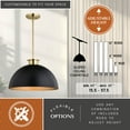 thumbnail image 4 of Devon 1L LED Compatible Matte Black and Gold Satin Brass Mid-Century Modern Pendant Light, 4 of 12