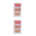 thumbnail image 3 of Qarigey 1 Juego de prensa de punta francesa en las uñas Gradient Extra Long Fashion Full Cover Ballerina Salon Kit de manicura para niñas tipo 8 Pegamento 2g, gelatina 24 piezas 2piezas Qarigey CBP262045, 3 of 6