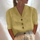 thumbnail image 2 of Blusa con botones sueltos de color sólido con cuello en V informal de manga media para mujer OAVQHLG3B Store lin121212, 2 of 5