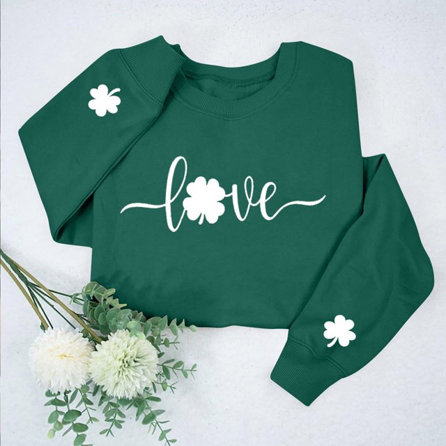 Sweat à Capuche Imprimé pour la Saint-Patrick, Col Rond, Manches Longues