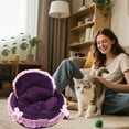 thumbnail image 4 of Hvmvliv Cute Dog Bed Round Puppy Bed Thicken Pets Cushion Winter Warm Soft Sleeping Pad for Small Dogs and Cat Purple, 17.7x17.7 in, 4 of 6