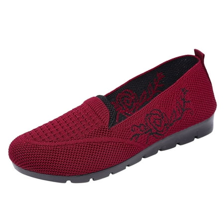 

BCMMKLPP Women s Shoes Fashion Solid Color Printing Soft Sole Breathable Casual Shoes Red 40