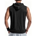 thumbnail image 3 of Men'S Workout Hooded Tank Tops Fashion Muscle Zip Up Sleeveless Hooded Slim Fit Gym Hoodie Black XL, 3 of 6
