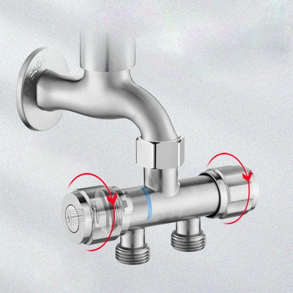 304 Stainless Steel Washing Machine Faucet Double Use Mop Tap Dual Handles Smile Home