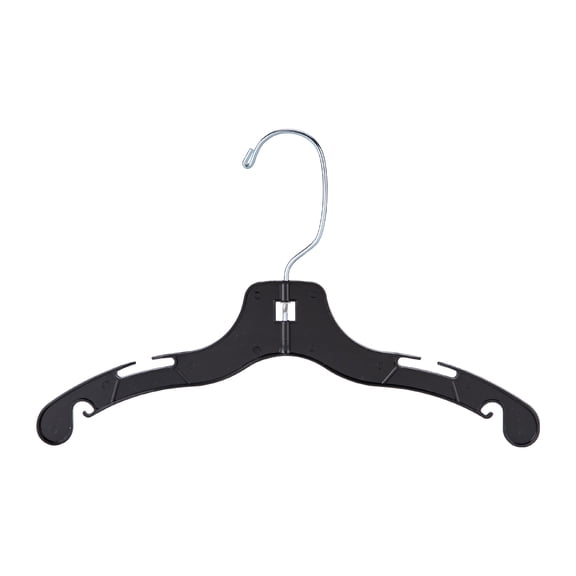 SSWBasics 12 inch Black Plastic Children's Dress Hangers - Case of 100