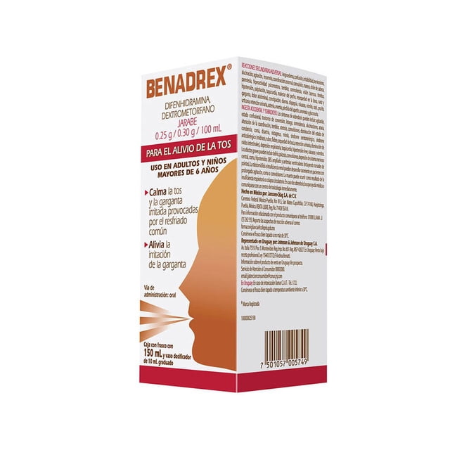 Benadrex Jarabe 150 mL Caja Con Frasco Banadrex Tos Difenhidramina Antitusivo 150ml Benadrex