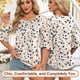 thumbnail image 2 of Blusa tipo túnica Blingfit para mujer, manga 3/4, estampado floral, talla S, 2 of 5
