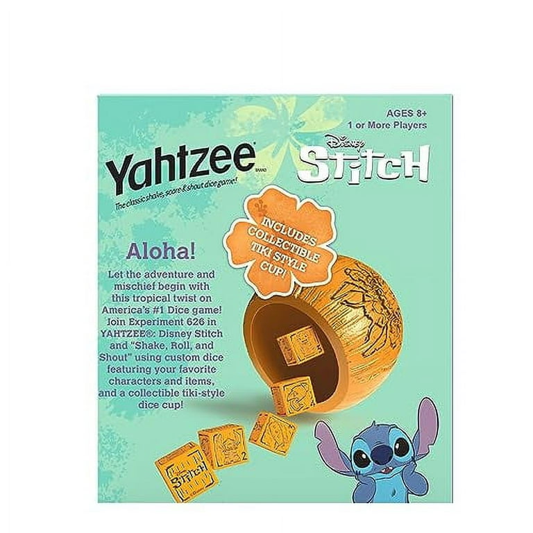 YAHTZEE: Disney Stitch, Collectible Stitch Tiki Style Dice Cup, Classic  Dice Game Based on Disney?s Lilo & Stitch, Great for Family Night