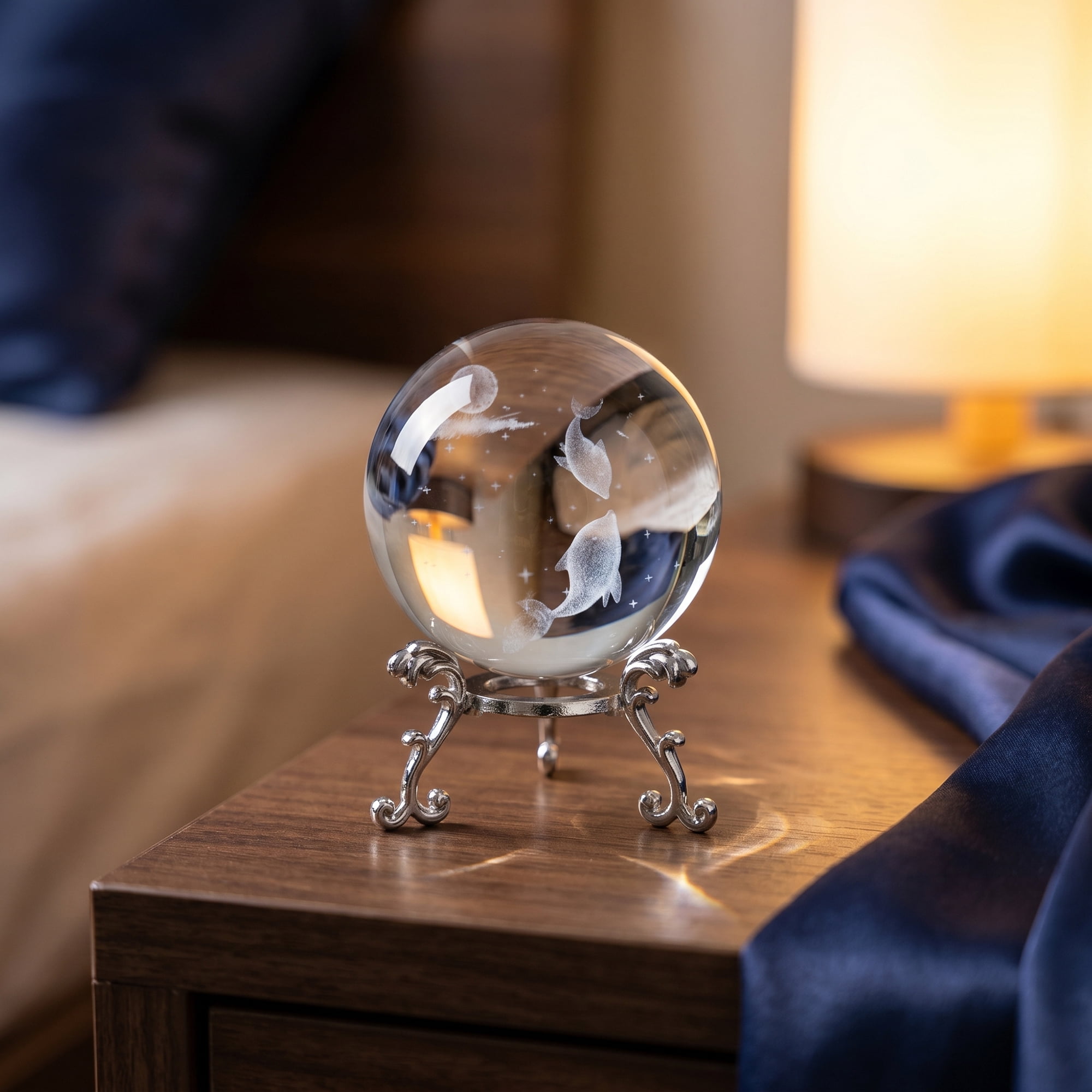Unique Bargains Crystal Ball Figurine 3D Glass Paperweight with Base Clear Style M
