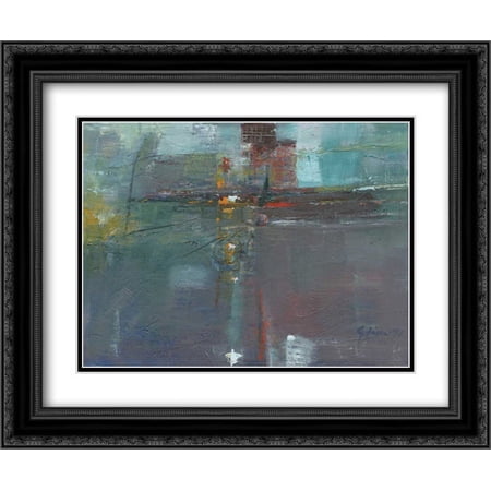 Turquoise color best abstract II 2x Matted 24x20 Black Ornate Framed Art Print by Zucca, Gianfranco