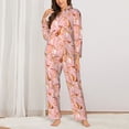thumbnail image 2 of Yiaed Pink Cockatoo Birds Print Pajamas Women's Long Sleeve Sleepwear Soft Button Down Loungewear Pjs Lounge Set Nightwear Womens Pajama Pants-Medium, 2 of 7