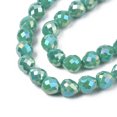 thumbnail image 3 of 5pcs Electroplate Opaque Solid color Glass Beads Strands AB color Plated Faceted Strawberry Light Sea Green 6x6mm Hole: 1.4mm about 97~99pcs/strand 57.5~58.5cm, 3 of 3