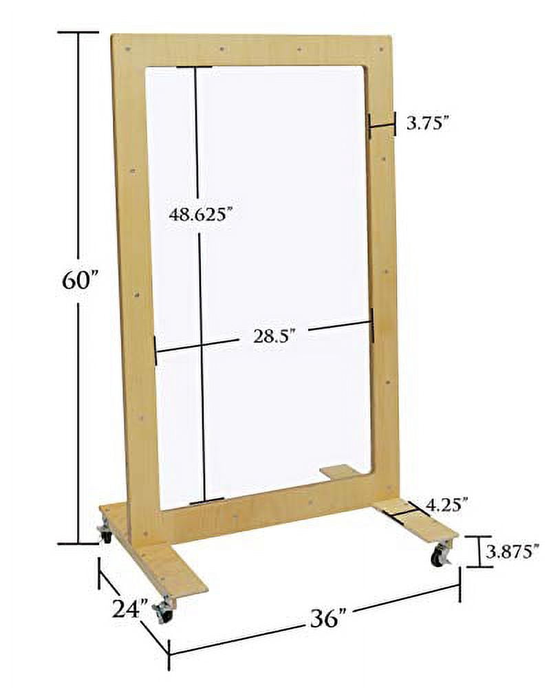 Wood Designs Clear Room Divider w Wheels, 60"H x 36"W See-Thru Room Divider, Highly Durable Scratch & Shatter Resistant Acrylic Partition for Commercial Or Personal Use