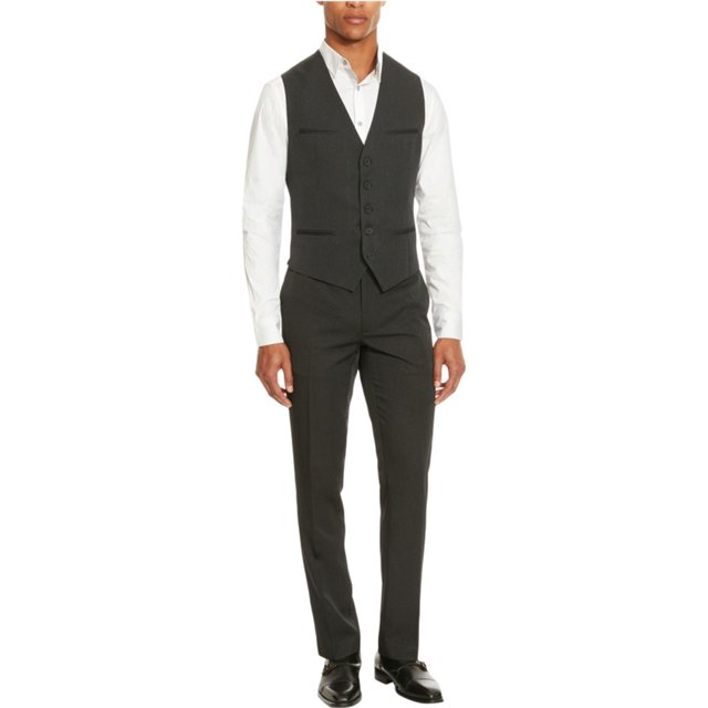 Kenneth Cole - Chaleco de cinco botones para hombre, color negro, grande