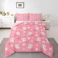 thumbnail image 2 of jejeloiu Pink Cherry Blossom Cat Pattern Full Size Comforter Sets Kids,Girly Print Bedding Sets,Reversible,3pcs, 2 of 8