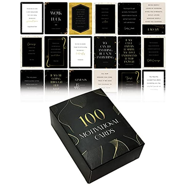 100 Encouragement Quote Cards Famous Inspirational Quotes All Unique Designs Elegant Black Gold Motif By Better Office Products Motivational Card Deck 2 5 X 3 5 Playing Card Size Walmart Com