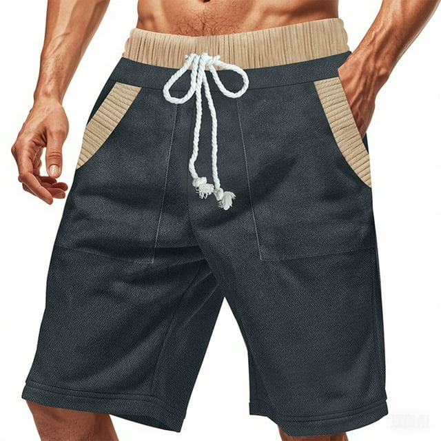 Ramiter Shorts de Gym pour Hommes Taille Extensible Shorts Décontractés avec Poches Gris Foncé,S