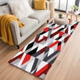 thumbnail image 2 of Abstract Runner Rug for Hallway 2x6ft, Red Black Geometric Modern Design Non Slip Floor Mat Washable Low-Profile Indoor Carpet for Living Room, Bedroom, Dining Room, 2 of 9