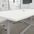 thumbnail image 4 of Bush Business Furniture 96W x 42D Boat Shaped Conference Table with Metal Base, White, 4 of 7