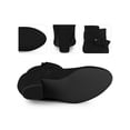 thumbnail image 2 of BLISSFUL STEP Round Toe Side Zip Buckle Block Heel Ankle Boots For Women Black 6, 2 of 5