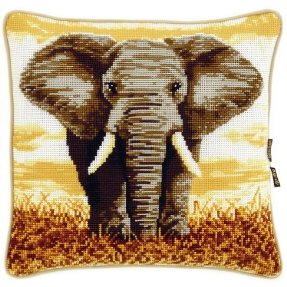 Latch Hook Pillows Kits Cushion Hooking Pillowcase Embroidery Latch Hooking Crochet Kits 17x17inch - Animal elephant