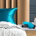 thumbnail image 5 of PiccoCasa 19 Momme Silk Pillowcase with Eye Cover Set Queen Peacock Blue, 5 of 8