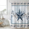 thumbnail image 4 of Country Star Blue Bathroom Shower Curtains with 12 Hooks Polyester Waterproof Shower Curtain for Stalls and Bathtubs Farmhouse Vintage Branches Wooden Decorative Bathroom Privacy Curtain 36x72 Inches, 4 of 9