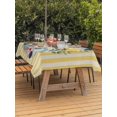 thumbnail image 3 of Outdoor Tablecloth with Umbrella Hole for Patio/Picnic/Party/Camping, Flowers Coastal Waterproof Table Cloth Rectangle Table Cover Washable, Spring Floral Nautical Yellow Striped Farmhouse (54"x 80"), 3 of 8