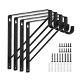 thumbnail image 1 of 4 Pcs Supports Robustes Noirs pour Tringle de Garde-Robe pour la Maison et la Déco de Garde-Robe, Support Mural pour Poteau de Garde-Robe, Crochet de Support, 1 of 6