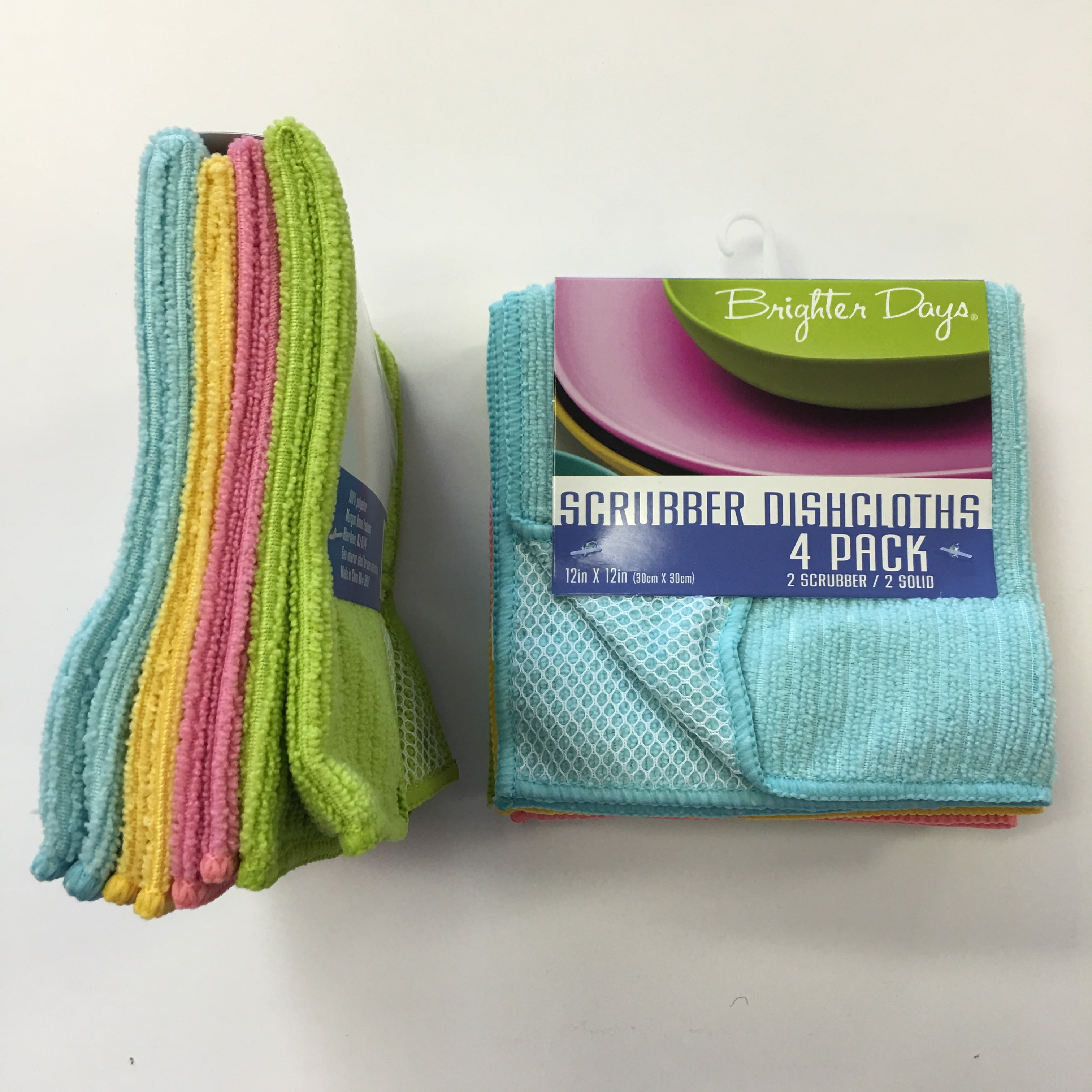 Brighter Days Lime 4 Pk Dishcloths W/scrubber