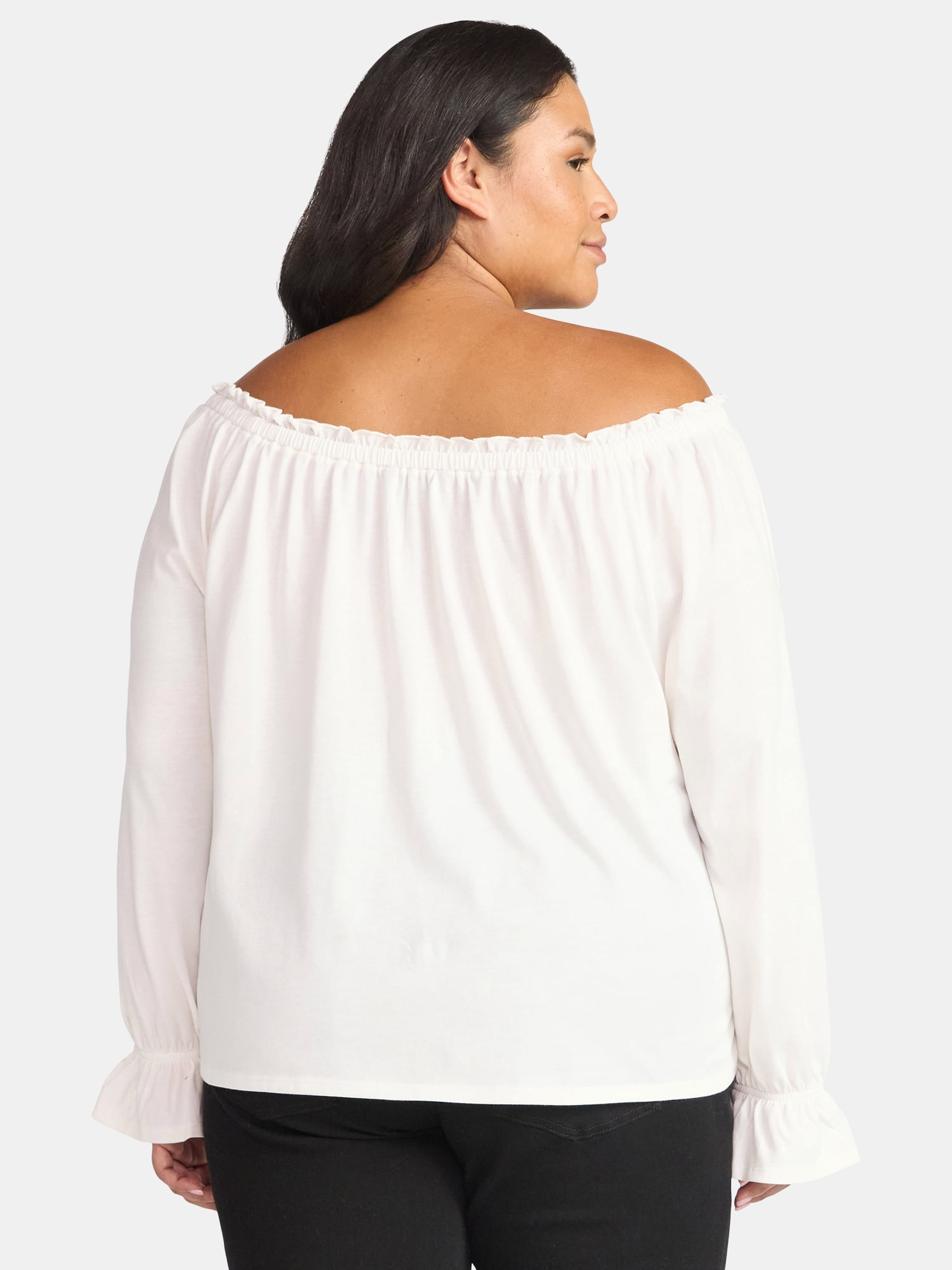 Terra & Sky Women's Plus Off the Shoulder Top with Long Sleeves, Sizes 0X-5X