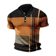 thumbnail image 4 of Beugl Mens Shirts Clearance, Men Spring and Summer Button Down Short Sleeve Top Plaid Lapel Color Blocking Stripe Print T Shirt Golf Shirts for Men, Polo Shirts for Men Orange S, 4 of 4