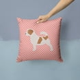 thumbnail image 2 of Carolines Treasures BB3607PW1414 Jack Russell Terrier Checkerboard Pink Fabric Decorative Pillow, 2 of 4