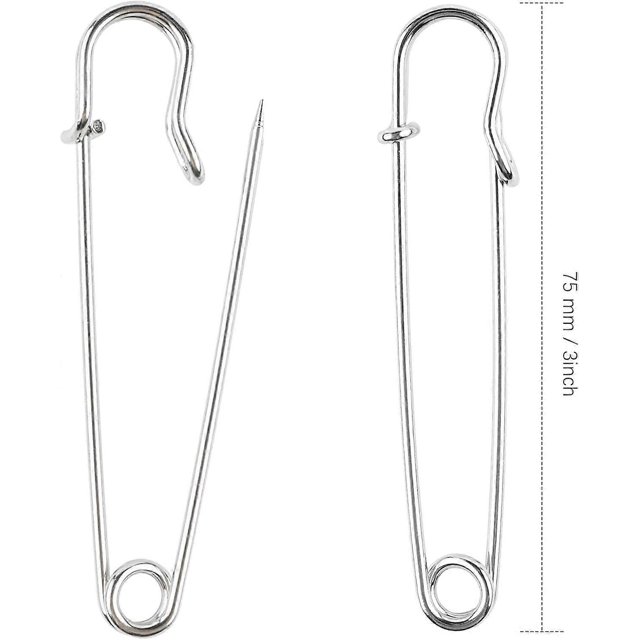 30pcs Large Heavy Duty Safety Pins - Silver 3 Inch Blanket Pins Stainless Steel Wire