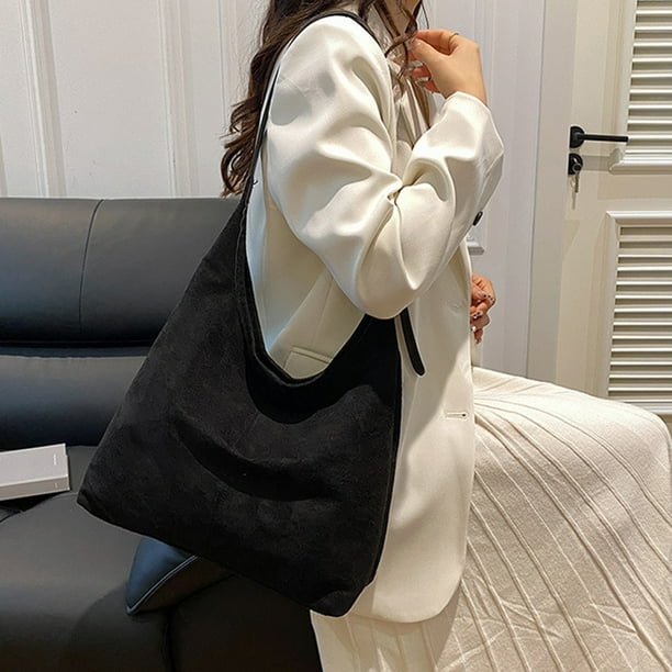 Bolso Bandolera Informal de Pana | Bolso Tote de Gran Capacidad con Neceser Desmontable | 32 X 36 X 12 Cm | Café o Caqui | Ideal para Senderismo, Compras y Viajes
