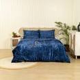 thumbnail image 3 of DecorAvenue Ultra-Luxe Crushed Velvet Duvet Cover Set, Boho Bedding Comforter Donna Cover Set, Over Size 3 Pieces Set 1 Comforter Cover and 2 Pillow Shams Royal Blue Color, 3 of 6