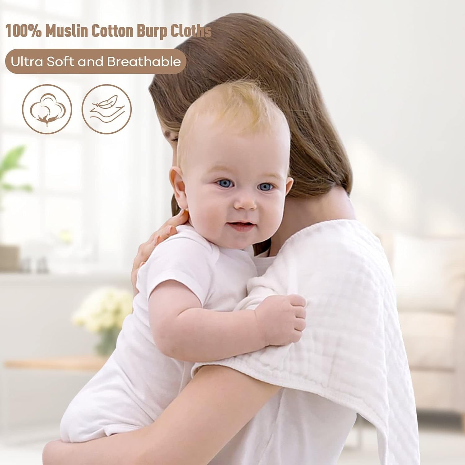 Muslin Burp Cloths for Baby 10 Pack 100% Cotton Baby Washcloths for Boys Girls Large 20''X10'' Super Soft and Absorbent