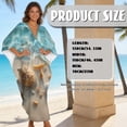 thumbnail image 7 of Xoenoiee Beach Starfish Seashell Conch Pattern Kaftan Dresses for Women V Neck Summer Swimsuit Cover up Batwing Sleeve Caftan Maxi Beach Dresses Boho Moomoo Dresses, 7 of 7