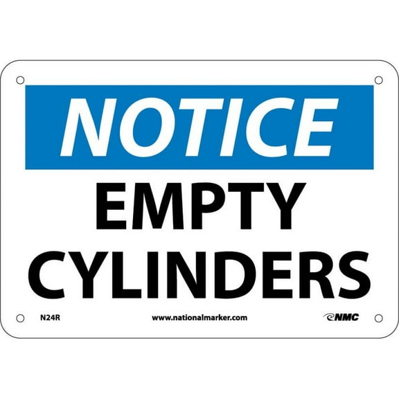 NMC Signs N24R, Notice Empty Cylinders Sign, 7 X 10, Rigid Plastic .050