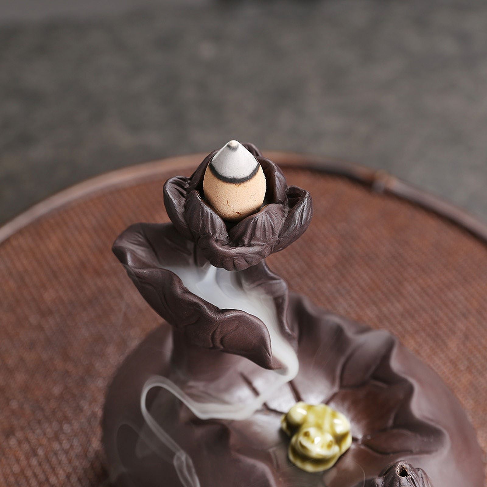 Purple Sand Lotus Leaf Backflow Incense Burner Creative Frog Reflow Incense Holder Fragrant Incense Home Decoration